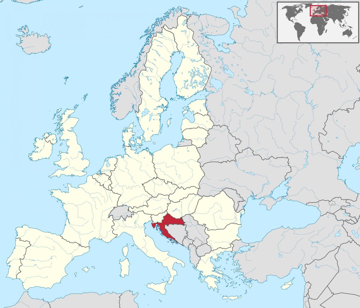 Posizione della Croazia sulla mappa dell'Europa meridionale