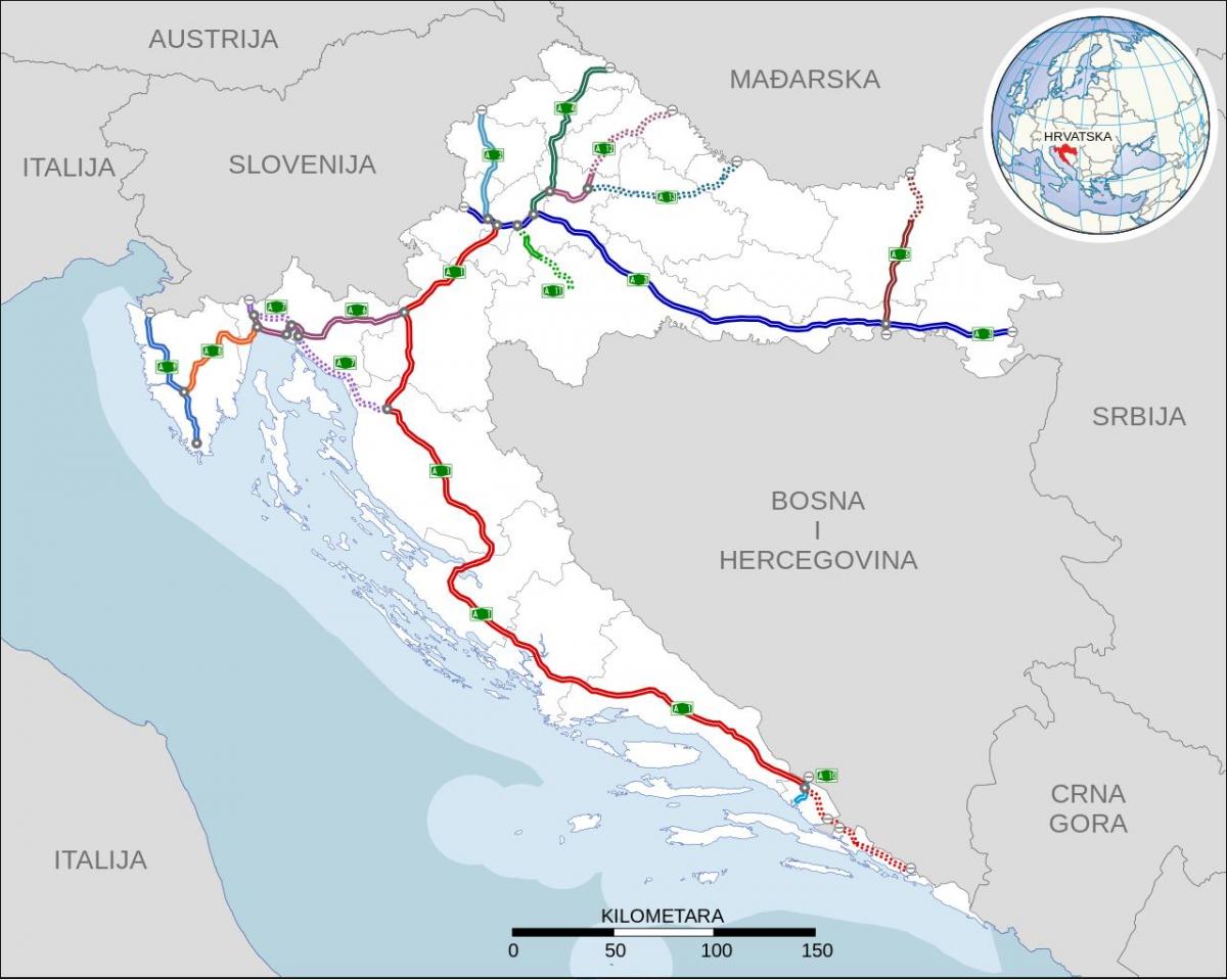 Mappa delle autostrade della Croazia