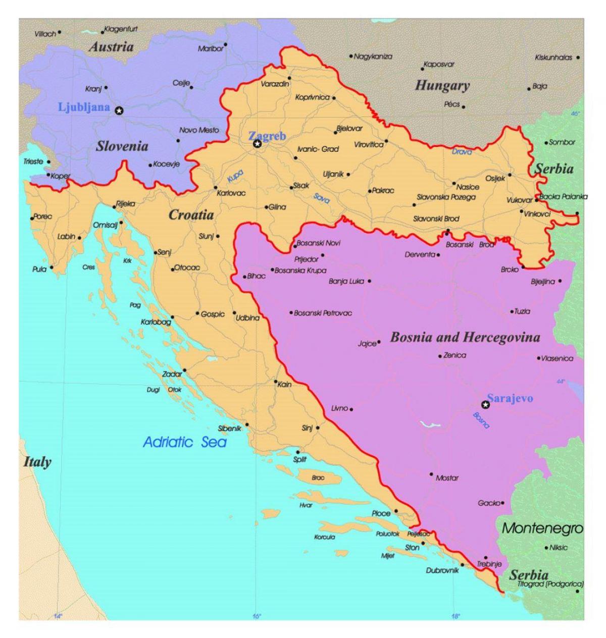 Mappa amministrativa della Croazia