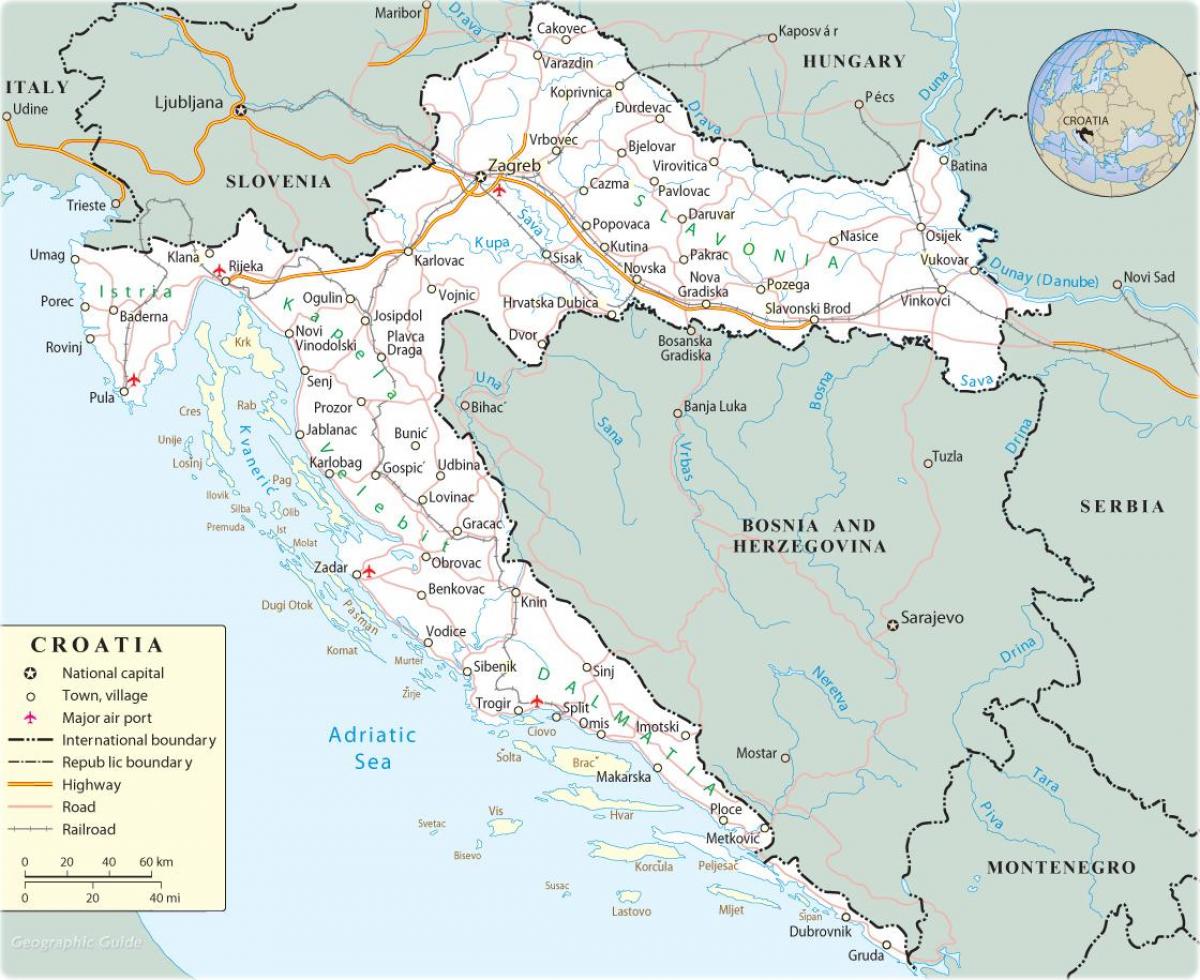 Mappa del paese Croazia