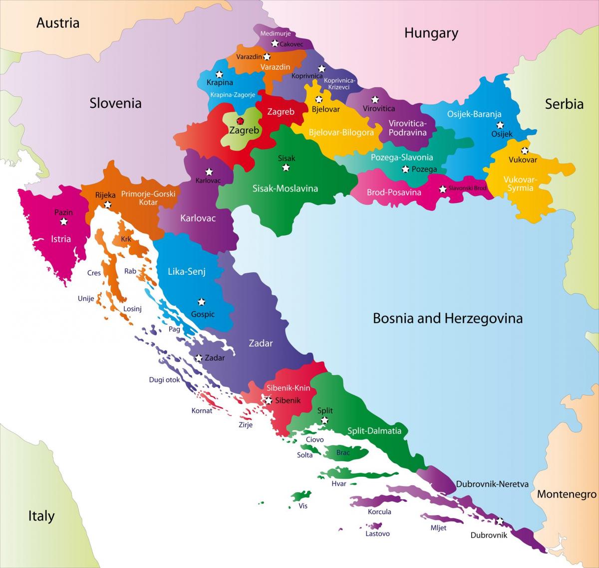 Mappa delle zone della Croazia