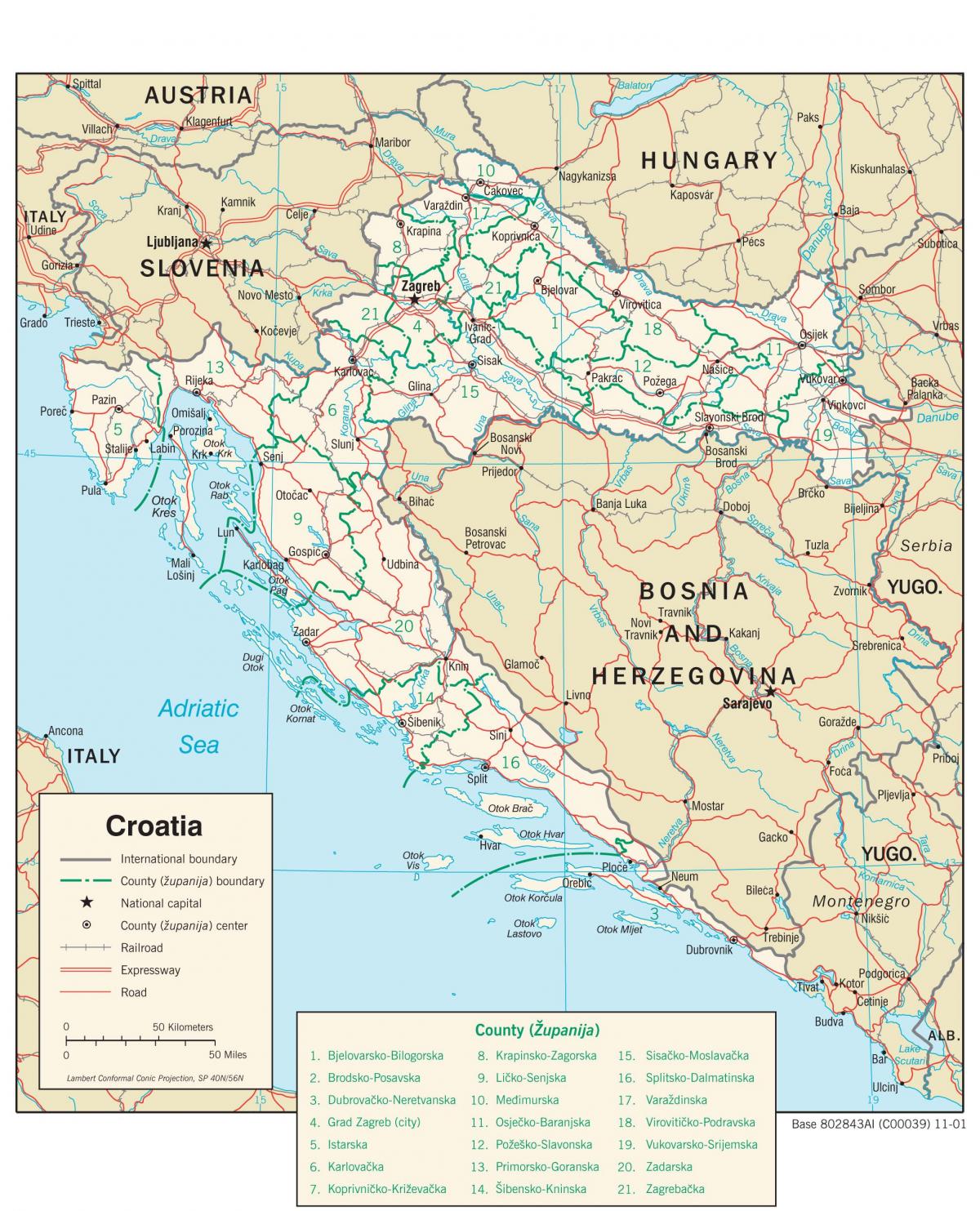 Mappa della città di Croazia