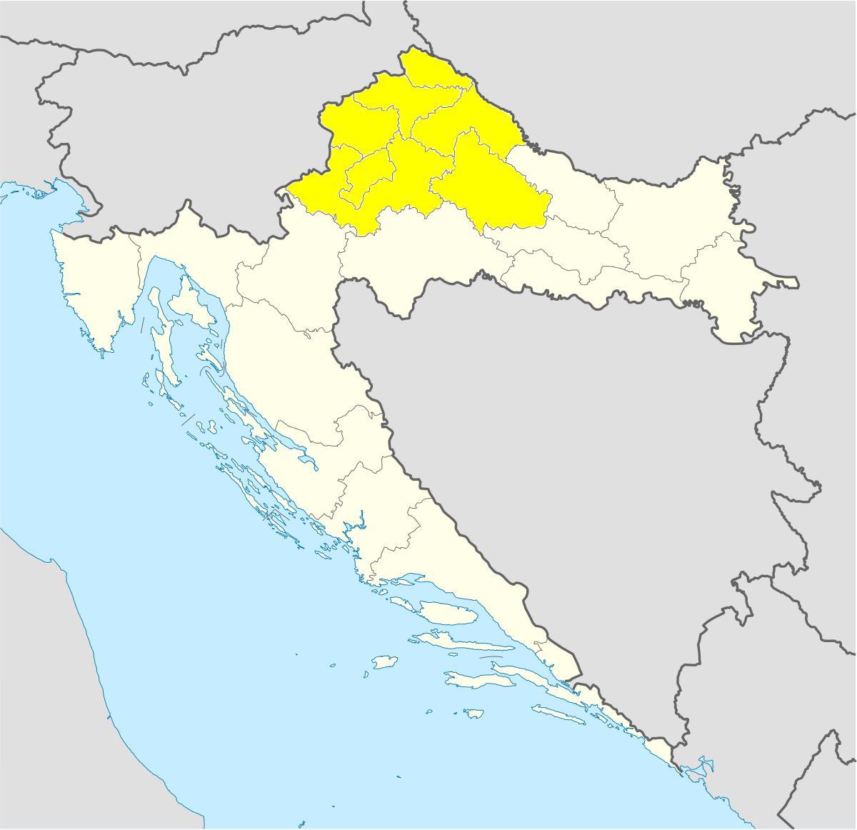 Mappa del nord della Croazia